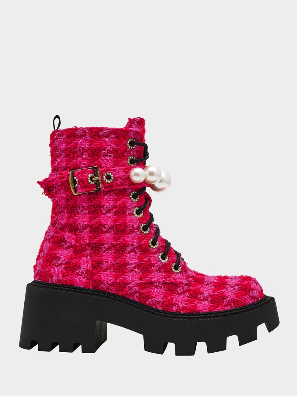 NWT Betsey Johnson Jonnie Embellished Combat Booties Sz 7 - Picture 3 of 14